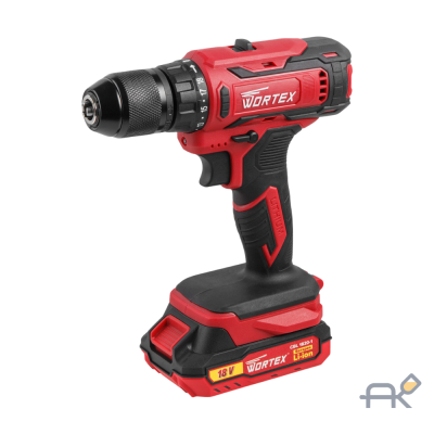 Аккум. дрель-шуруповерт WORTEX BD 1820-1 Li в чем. ALL1 18 В. 30 Н*м. 2х2 А*ч. БЗП(мет.) 13 мм (шурупы до 8 мм) (0329209)